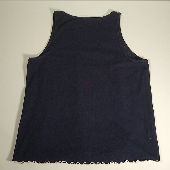 J. Crew navy blue tank top lettuce edge pajama top M - Picture 6 of 8
